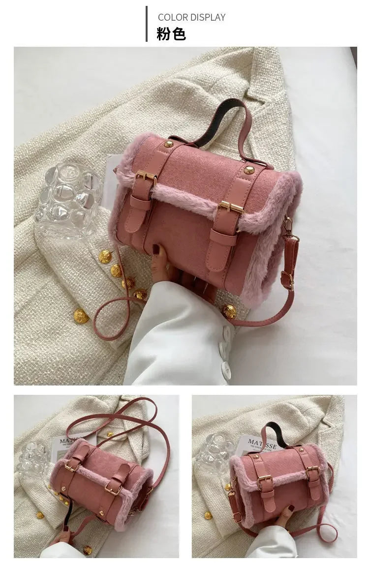 Winter Women Crossbody/shoulder Bag 2023 New Lamb Plush Velvet Bag Lady Small Square Handbag French Korea Style