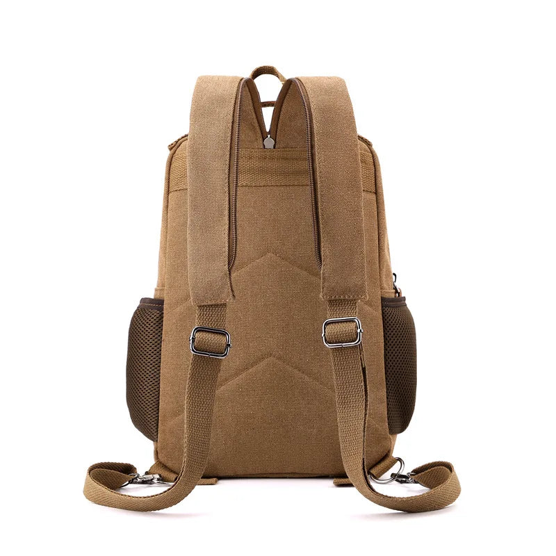 Small Mens Backpack Canvas Casual Backpacks for Men 2024 Mini Male School Bag Rucksack Man Multi-function Crossbody Bag Travel