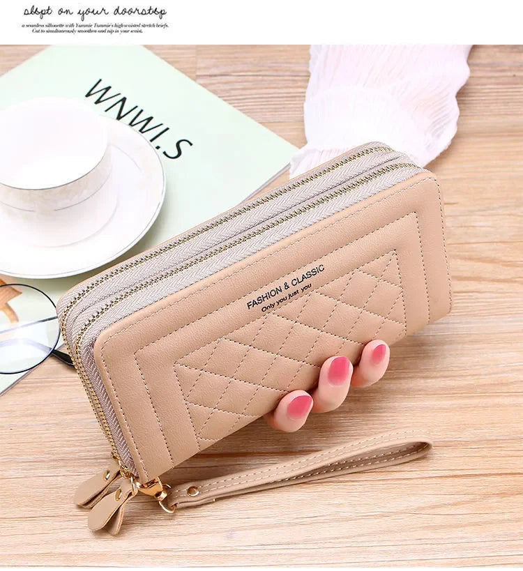 Long Wallet for Women Female Tassel Coin Purse Card Holder Wallets Double Zipper PU Leather Clutch Bags Luxury Money Phone Bag