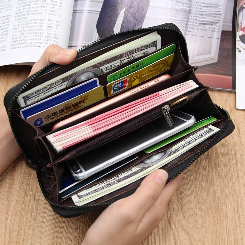 High Quality Men Wallet Long Style Credit Card Holder Male Phone Purse Zipper Large Capacity Brand PU Leather Clutch Bag For Men