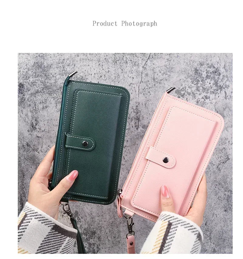 2024 Fashion Women Wallets Simple Zipper Purses Black White Gray Red Long Section Clutch Wallet Soft PU Leather Money Bag