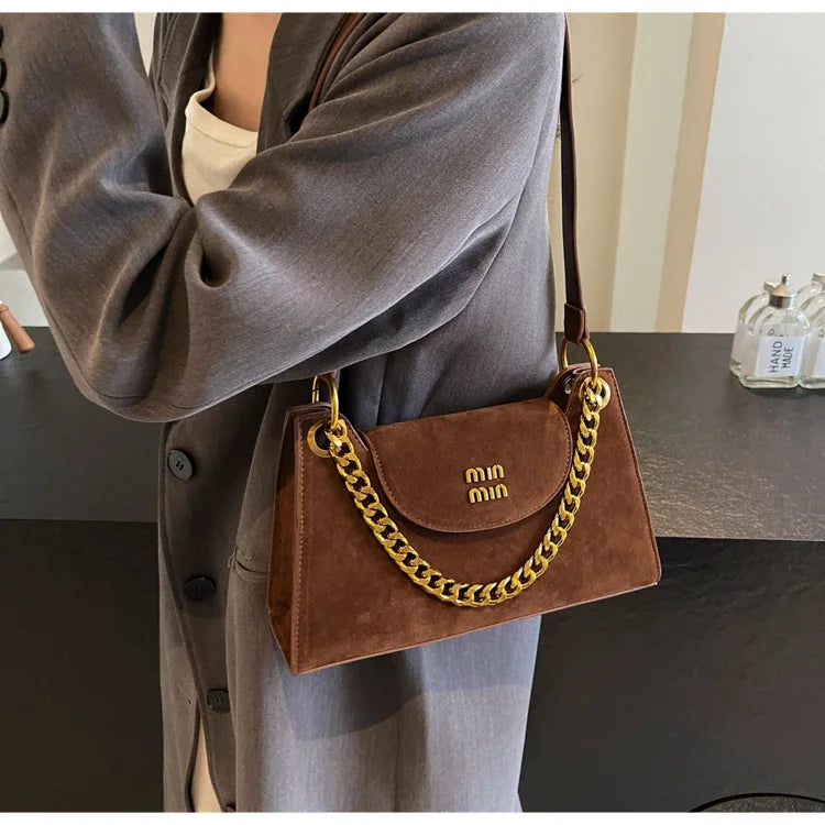 Metal Letter Designer Brand Handbags Top Handle Luxury Shoulder Bags Solid Color Elegant Crossbody Bags Fashion Bags For Women