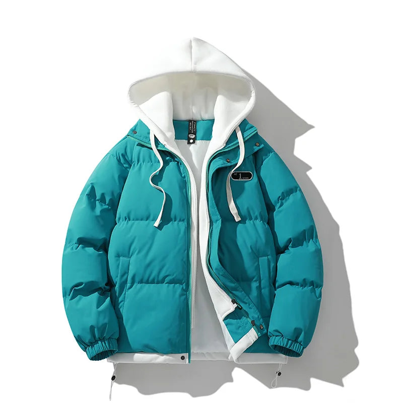 Veste chaude d'automne et d'hiver 2024, mode décontractée 2 en 1, manteau coupe-vent à capuche en coton pour vélo, coupe-vent d'extérieur pour couple simple