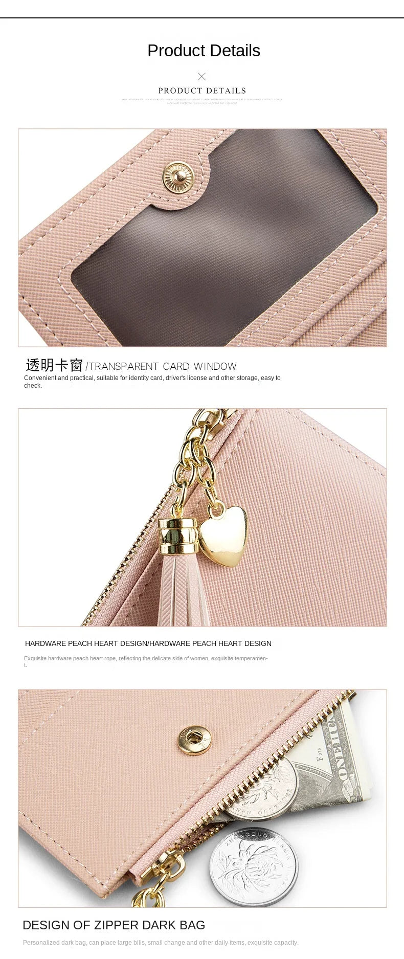 Fashion Women's Wallets Tassel Short Wallet For Woman Zipper Mini rfid Coin Purse Ladies Small Wallet Female Leather Card Holder