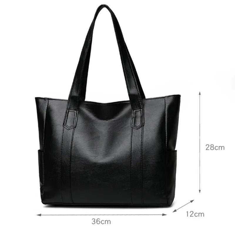 TRAVEASY 2024 Casual PU Leather Large Capacity Tote Bags for Women Fashion Solid Color Zipper Female Shoulder Bag Ladies Handbag