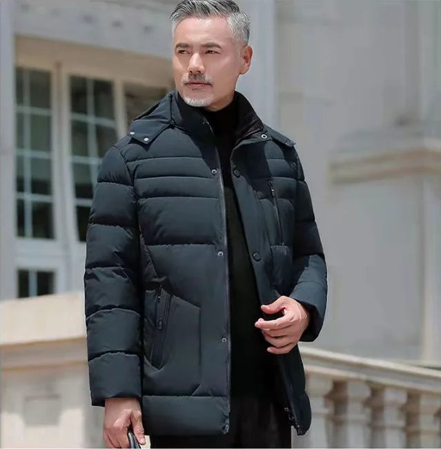 Doudoune d'hiver pour homme, couleur unie, parka à capuche, en laine de haute qualité, épaisse, chaude, coupe-vent, manteau d'hiver pour homme, vêtements pour hommes