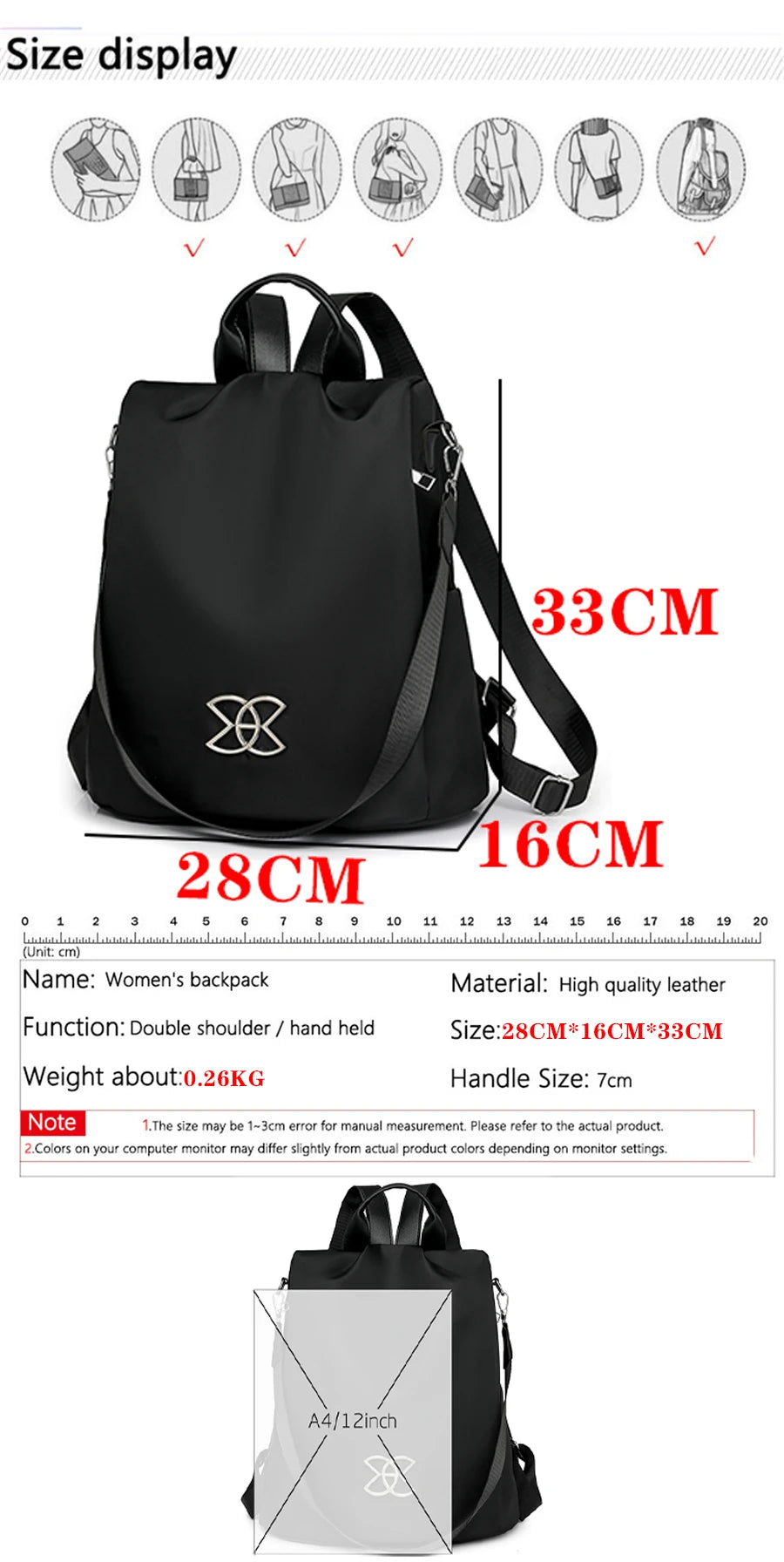 2024 Women's Multifunction Backpacks Casual Nylon Solid Color School Bag For Girls Fashion Anti Theft Travel Bagpack Sac A Dos