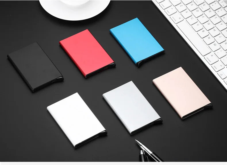 Portable Bank Card Box Anti-theft Brush ID Credit Card Box Simple Business Card Box Aluminum Alloy Card Box Metal Wallets Pocket