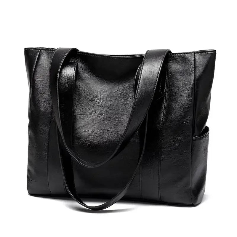 Women Bags New All-match Handbag Shoulder Simple Big Large Capacity Totes Lady Shopping Bag PU Leather Black Hand Bag