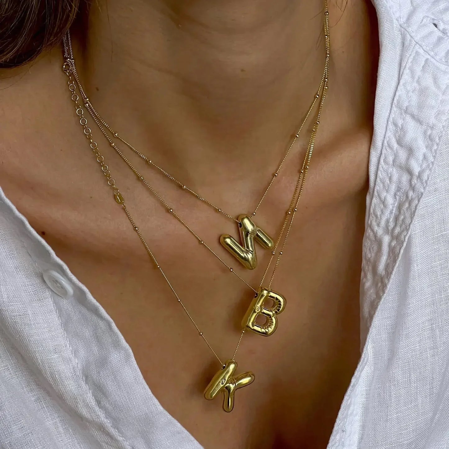 Collier avec pendentif lettre initiale en métal plaqué or LATS pour femme, homme, garçon, bijoux tendance