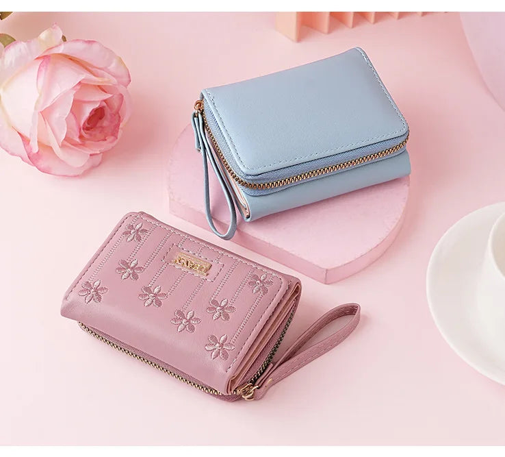 Small Women's Wallet Solid Short Pu Leather Female Wallets Hasp Coin Purse Card Holders for Girls Student 2024 Clutch Money Bag