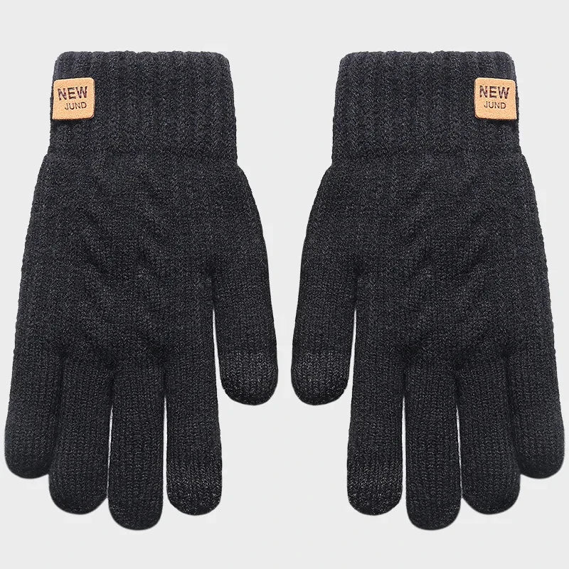 Men Knitted Thick Thermal Full Finger Gloves Women Men Fashion Winter Outdoor Warm Wool Driving  Gloves Touchscreen Mittens