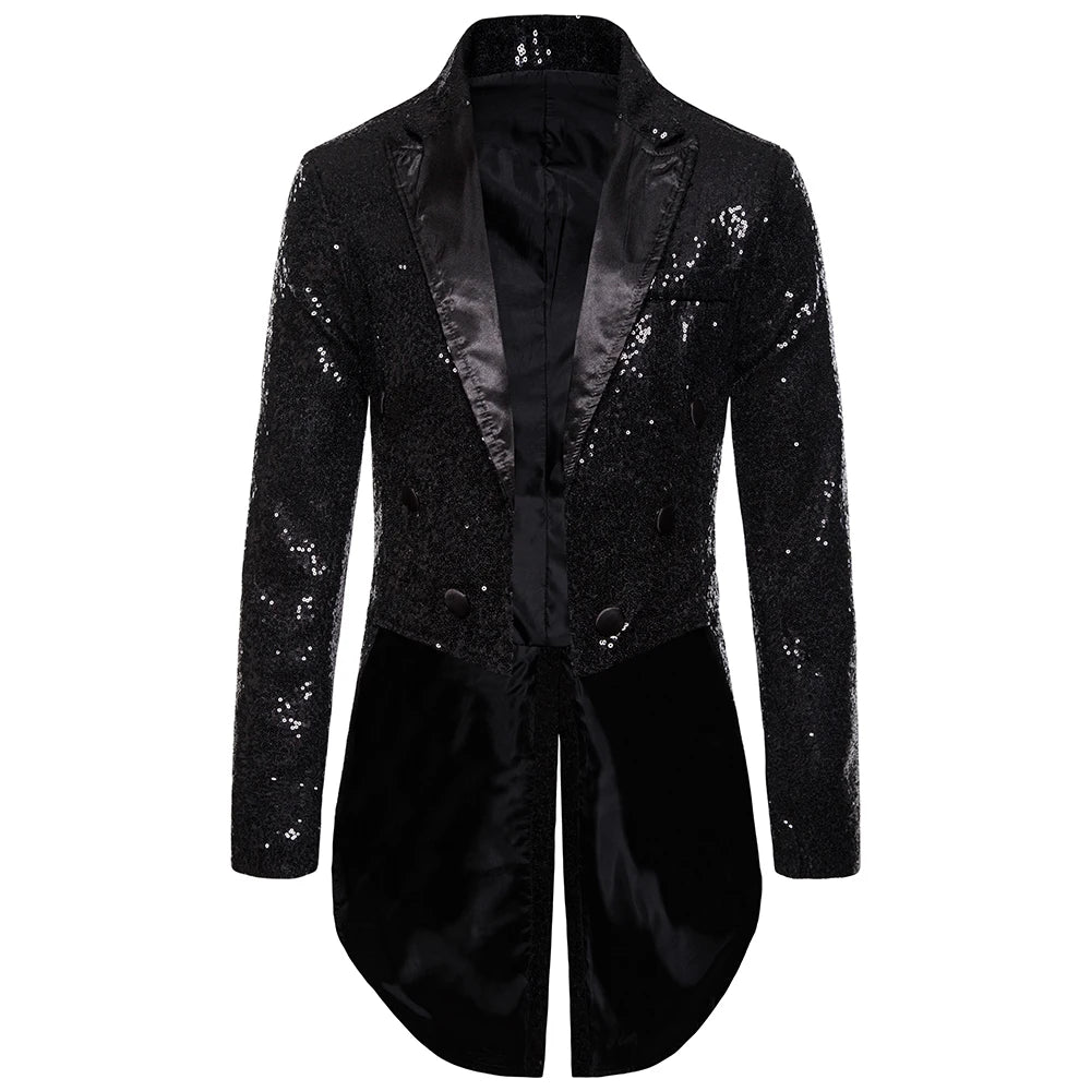 Men's Suit Round Sequin Button Tuxedo Stage Show Wedding Host Dance Festival Celebration Dinner Casual Men's Wear Men's Coat