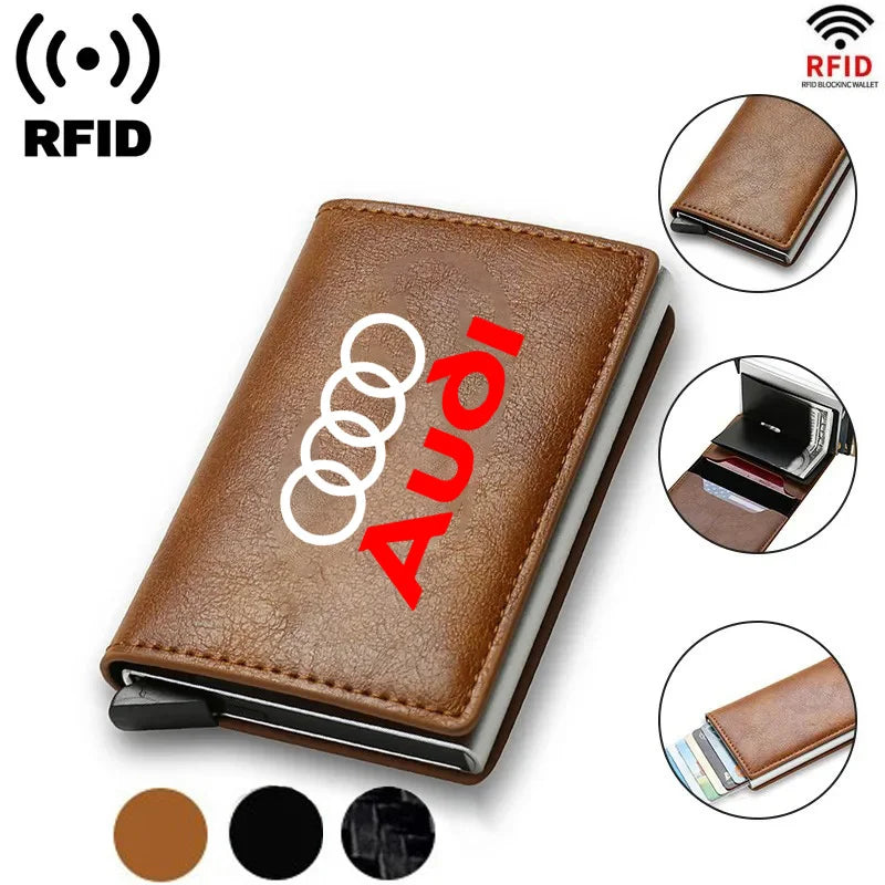 For Audi a3 a4 a5 a6 a7 a8 Q3 Q4 Q5 Q6 Q7 b8 b6 Rfid Credit Card Holder Men Wallets Bank Cardholder Leather Wallets