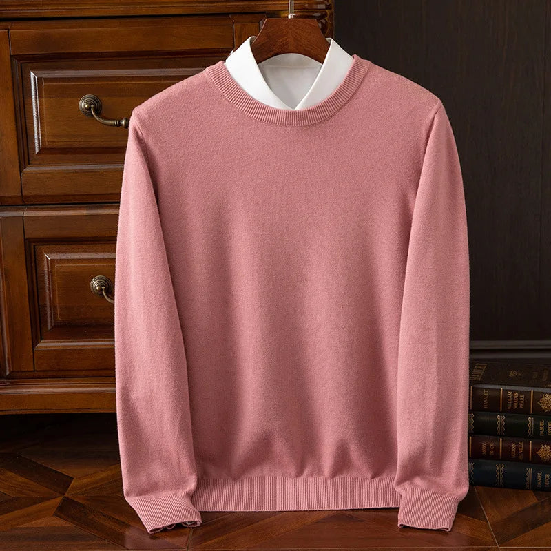 Autumn/Winter New Men's Cashmere Cold Resistant Clothing Round Neck White Sweater Pullover Warm korean Sweaters Pullover Tops