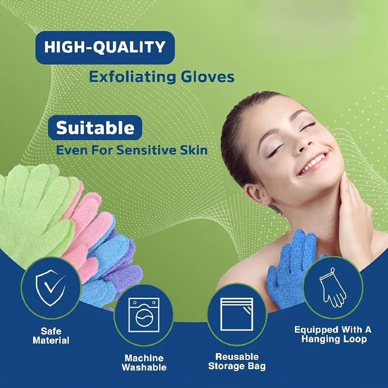 10pcs Colourful Exfoliating Gloves, Bath Gloves For Shower, Double Sided Exfoliating Gloves, For Spa, Massage And Body Scrubs