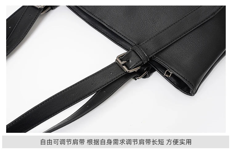 Soft Leather Tote Bag for Men Japanese Korea Style Business Casual Street Handbag Male Large Capacity Zipper Laptop Underam Bags