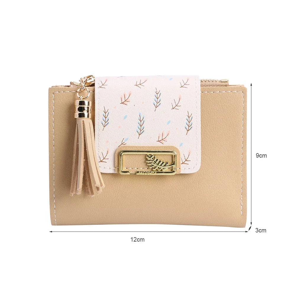 Fashion Ultra-thin Wallet Tassel Short Wallet for Woman Mini Coin Purse Ladies Clutch Small Wallet Female Pu Leather Card Holder