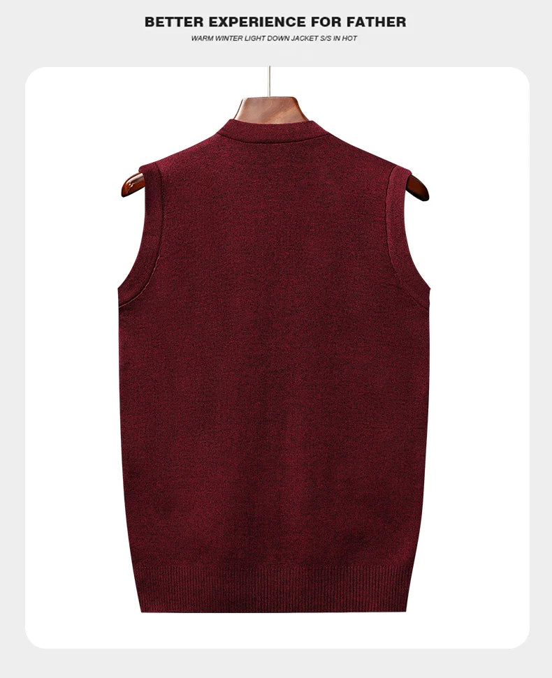 Men's Thickened Casual Sweater Tank Top Autumn and Winter Warm Men's Cardigan Tank Top