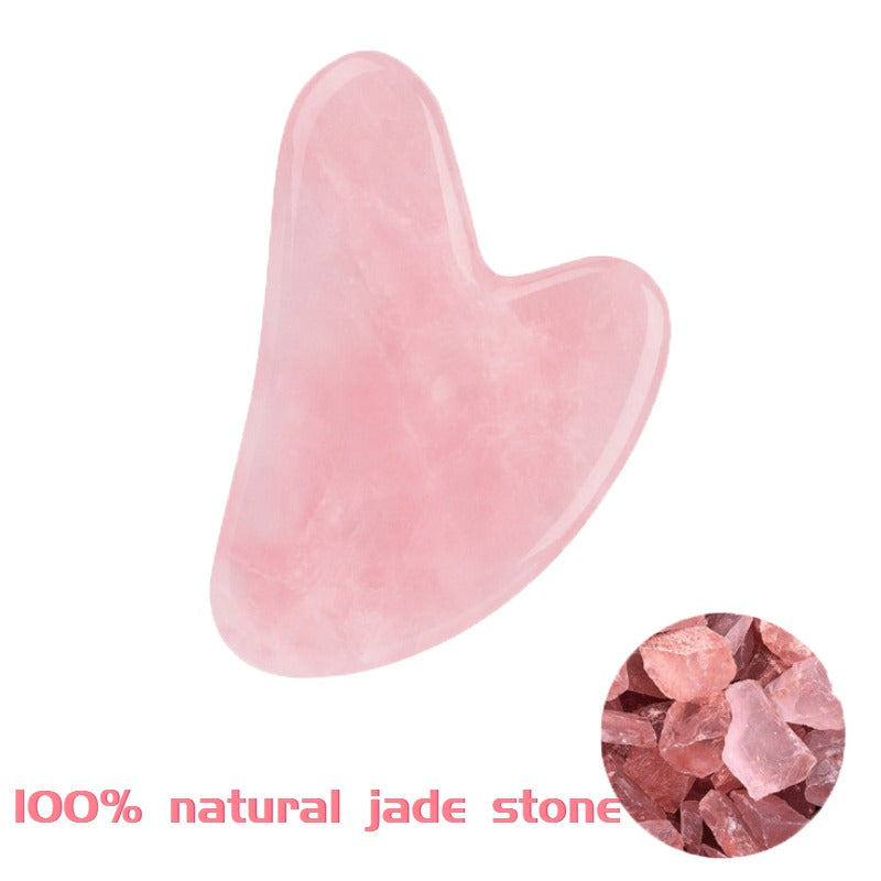 Outils de massage Gua Sha en jade naturel Grattoir en pierre de quartz rose Outil facial GuaSha pour le visage Cou Corps Prévient les rides Soins de beauté