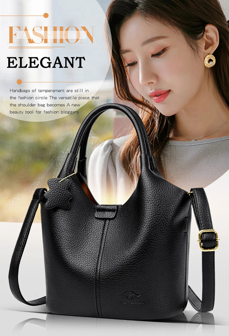 2024 New High Quality Soft Leather Women Bucket Bag Luxury Large Capacity Female Handbag Famous Designer Women's Shoulder Bags