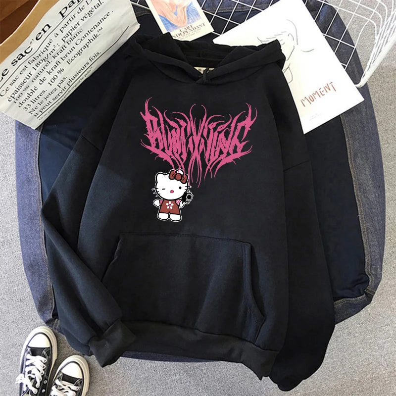 Nouveau sweat à capuche streetwear sweat à capuche Hello Kitty japonais anime Sanrio sweat-shirt vêtements vêtements de rue hauts