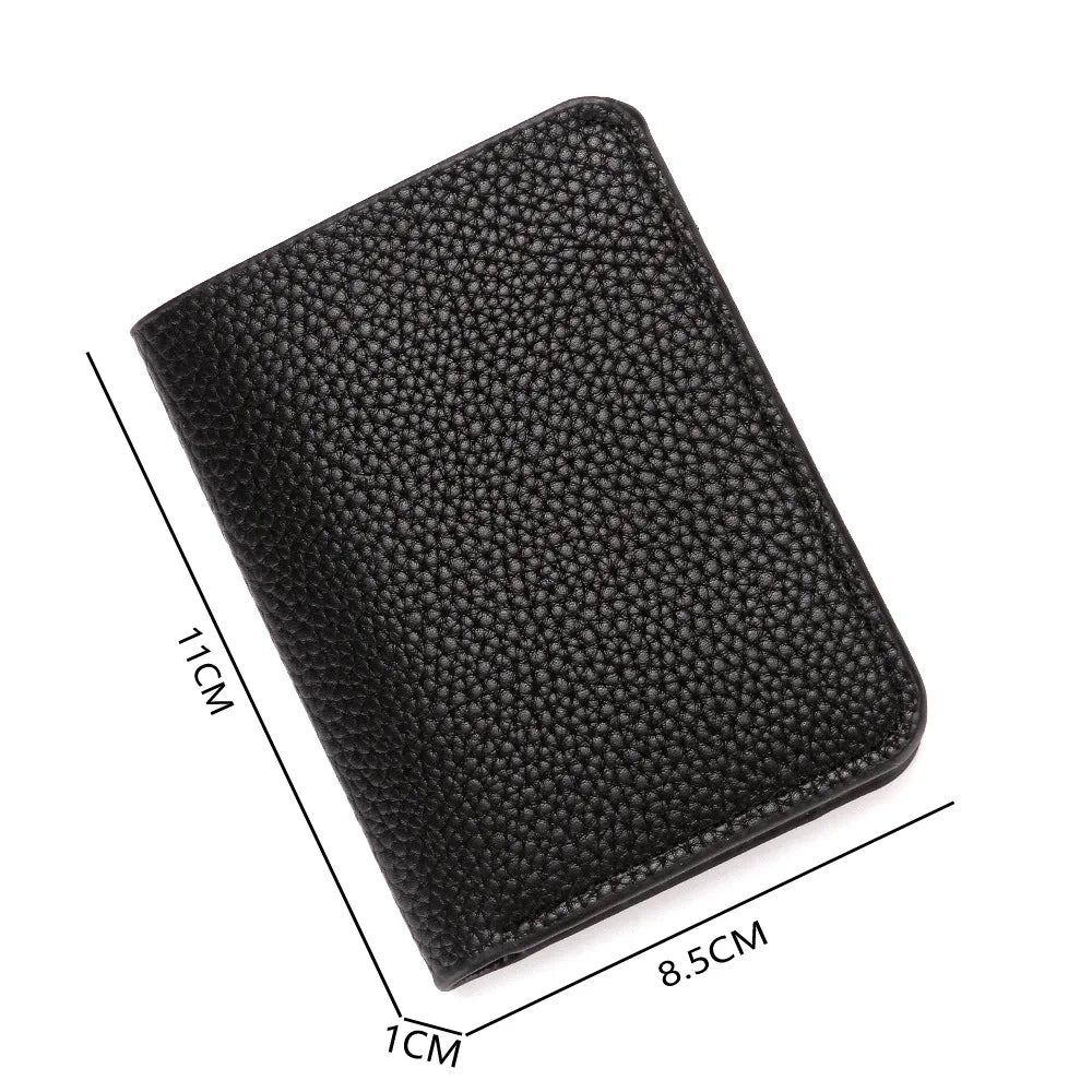 2022 New Ultra-thin Soft Wallet Pu Leather Lychee Grain Mini Credit Card Wallet Men's Card Case Men's Short Bill Card Case