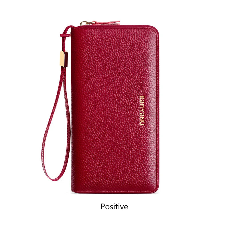 Genuine Leather Women Wallet 2024 Luxury Long Wallets for Women Large Capacity Clutch Bag Card Holder Purse Double Zipper Wallet