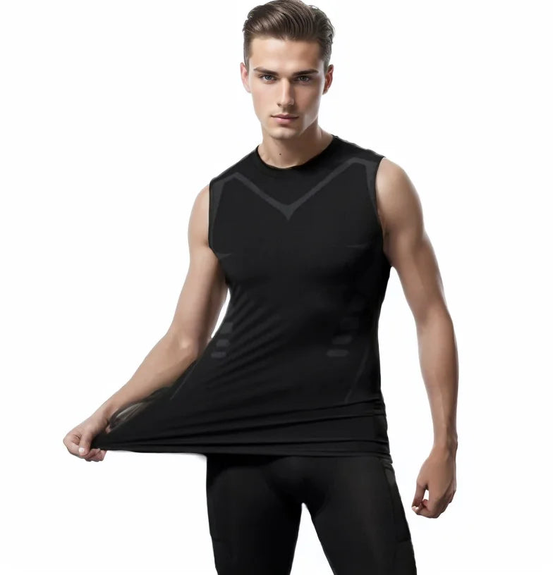 Compression Tank Top Men Gym Shirt Sleeveless Quick Dry Printing Sportswear Male Fitness Bodybuilding Vest Workout Muscle Top