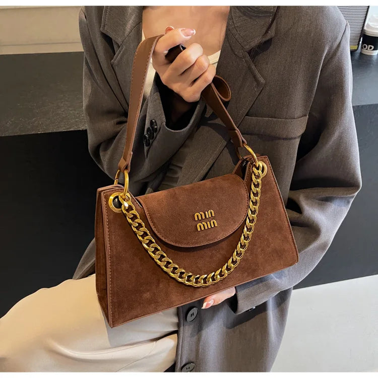 Metal Letter Designer Brand Handbags Top Handle Luxury Shoulder Bags Solid Color Elegant Crossbody Bags Fashion Bags For Women