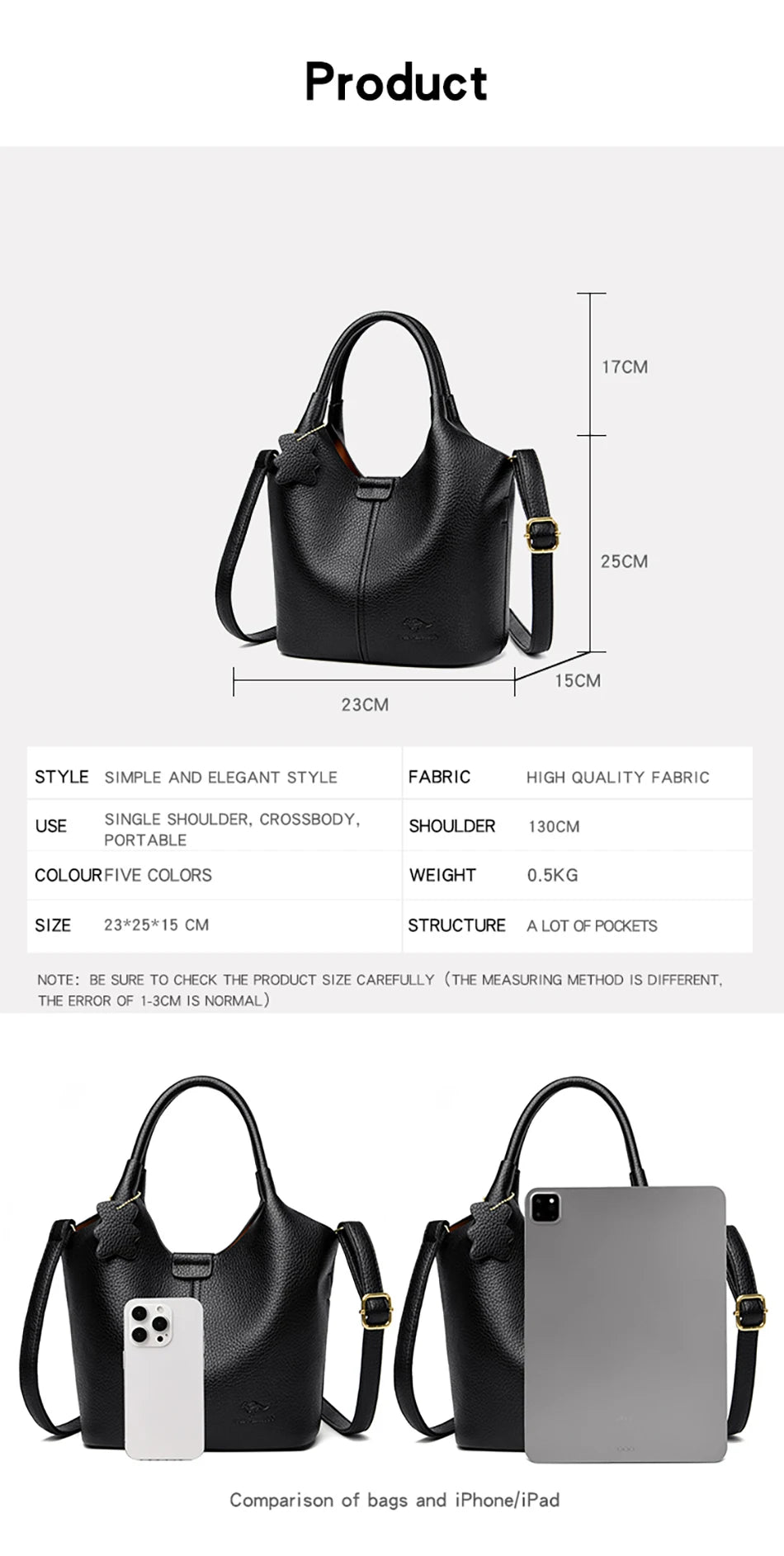 2024 New High Quality Soft Leather Women Bucket Bag Luxury Large Capacity Female Handbag Famous Designer Women's Shoulder Bags