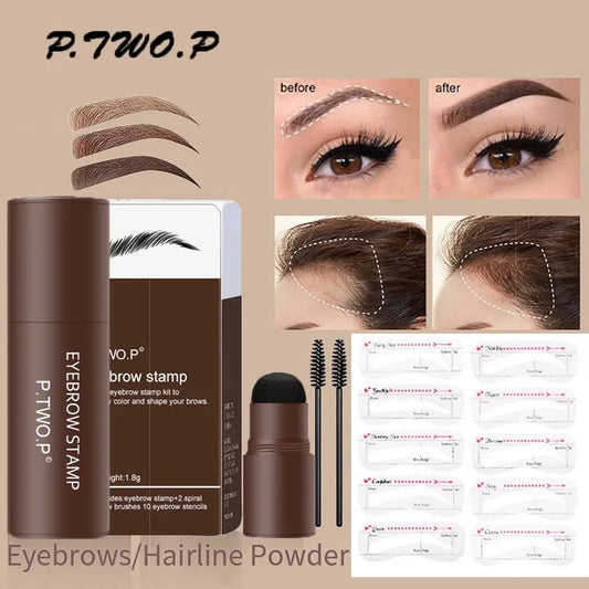 1 lot de tampons à poudre pour sourcils paresseux, retouche des sourcils, ligne des cheveux, ombre à paupières, imperméable, longue durée, coloration facile, sans bavures