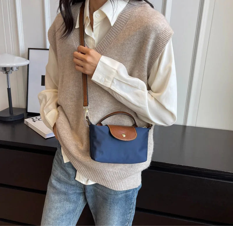 Fashion Small Shopping Shoulder Bag for Women Ladies Nylon Handbags Removable Shoulder Strap Crossbody Bag Female Student Pocket