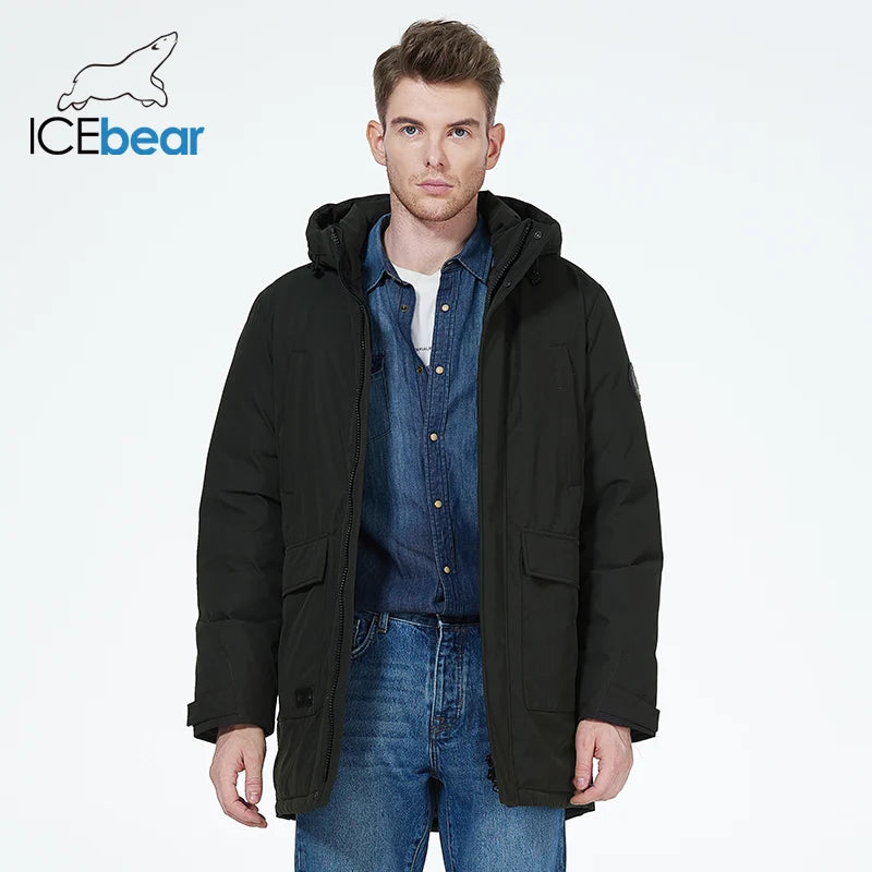 ICEbear 2023 new mens parka jacket windproof warm outerwear Thicken puffer coat for winter MWD3239I