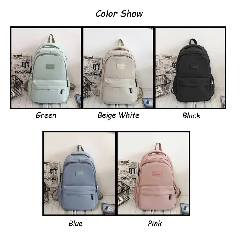 Women's Backpack Solid Color Female Multi-pocket Casual Man Travel Bag High Quality Schoolbag for Teenage Girl Book Knapsack