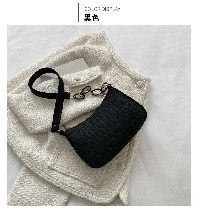 Fashion Felt Shoulder Bags for Women Women's Subaxillary Bag Design Advanced Texture Armpit Handbags Purses Crescent Saddle Bag