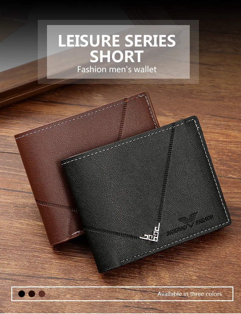 New Men's Wallet Money Bag PU Leather Business Short Wallet Vintage Soft Purse Multi-card Holder Portefeuille Homme Billetera