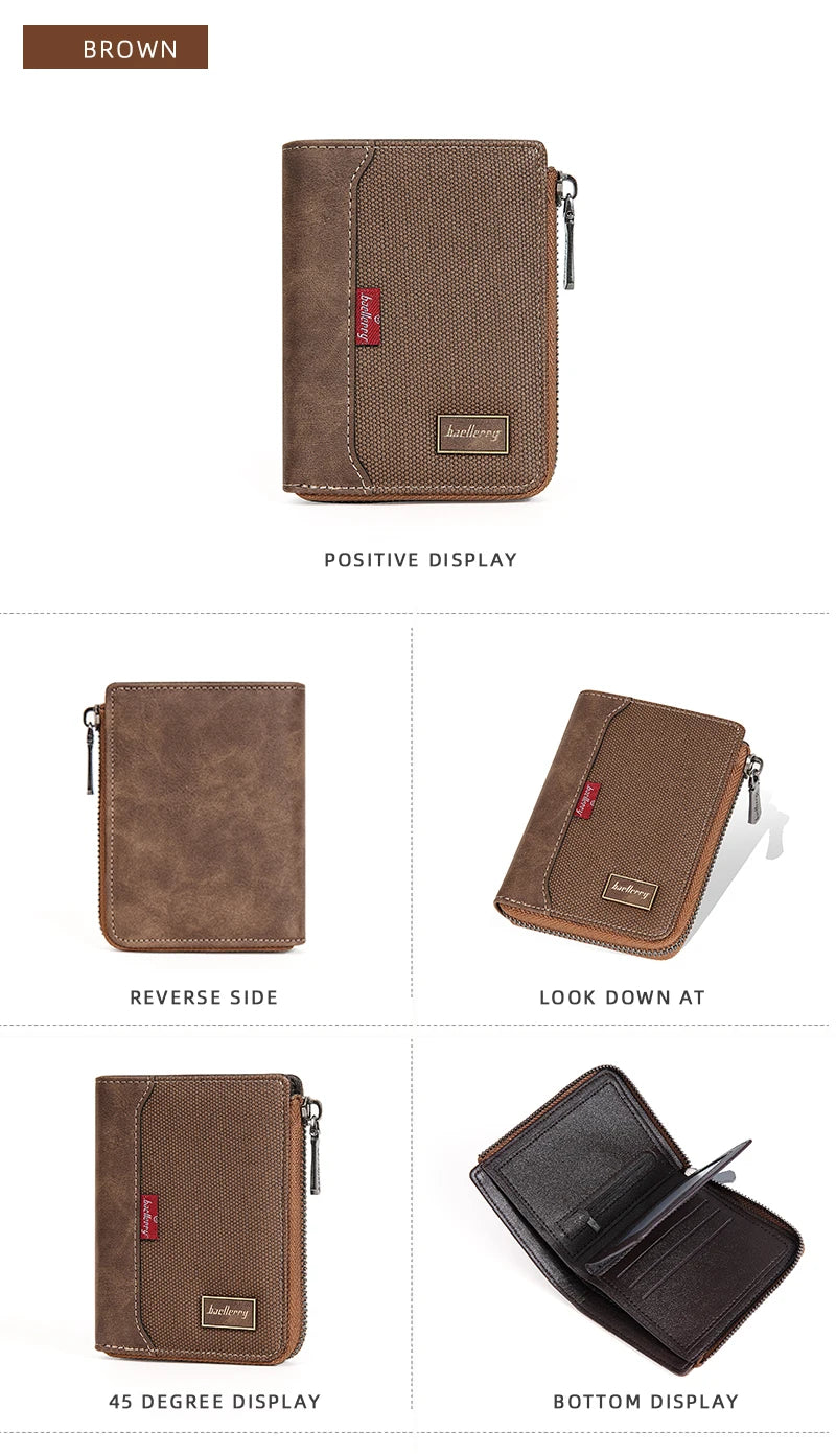 Baellerry RFID Simple Short Men Zipper Wallets Luxury Brand Card Holder Male Wallet Photo Holder Coin Pocket Man Purses