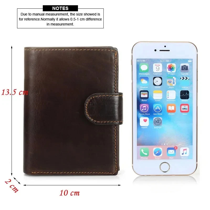 New Men Wallet Cowhide Genuine Leather Wallets Coin Purse Clutch Hasp Open Top Quality Retro Short Wallet