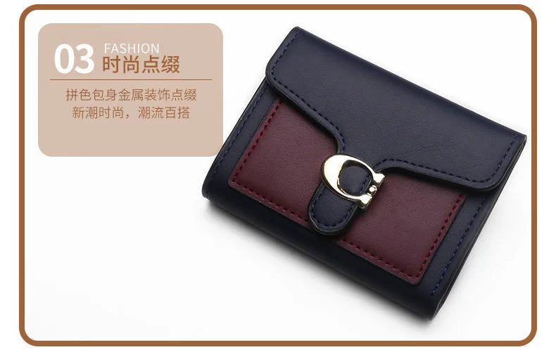 PU Leather Women Wallet Fashion Multi-card Three-fold Money Clip C Letter Coin Purses Women