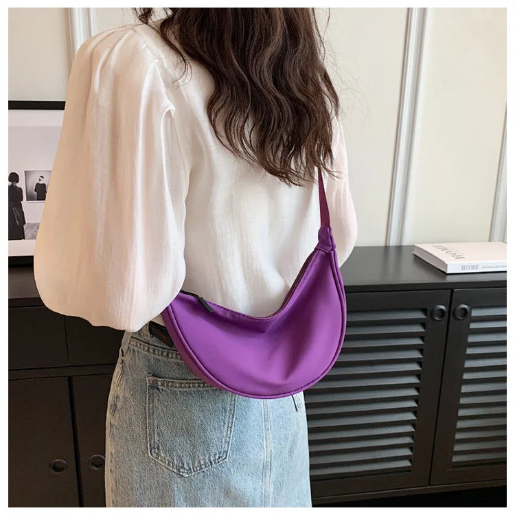 2023 New Nylon Messenger Bags Fashion Dumpling Bag for Women Nylon Crossbody Bag Half Moon Armpit Bag Large Shoulder Bags