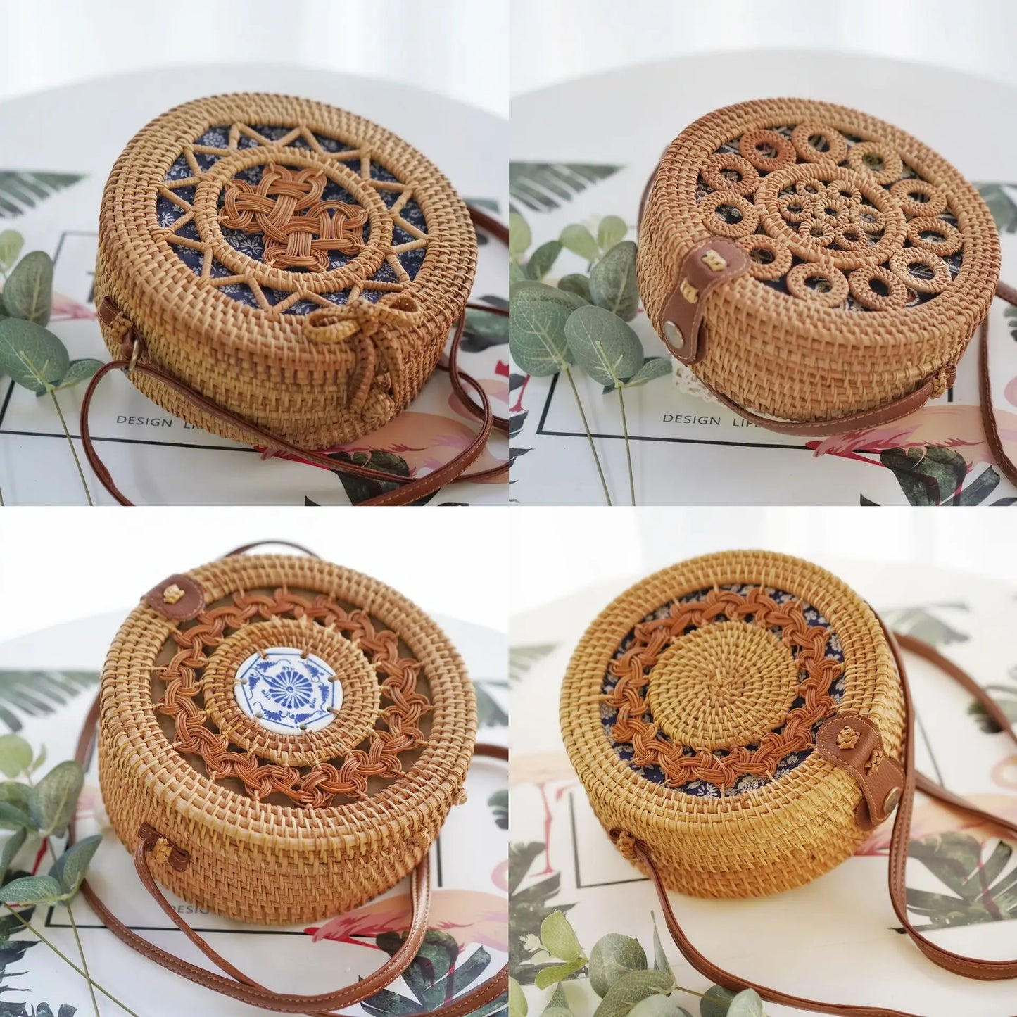 Square Round Mulit Style Straw Bag Handbags Women Summer Rattan Bag Handmade Woven Beach Circle Bohemia Handbag New Fashion