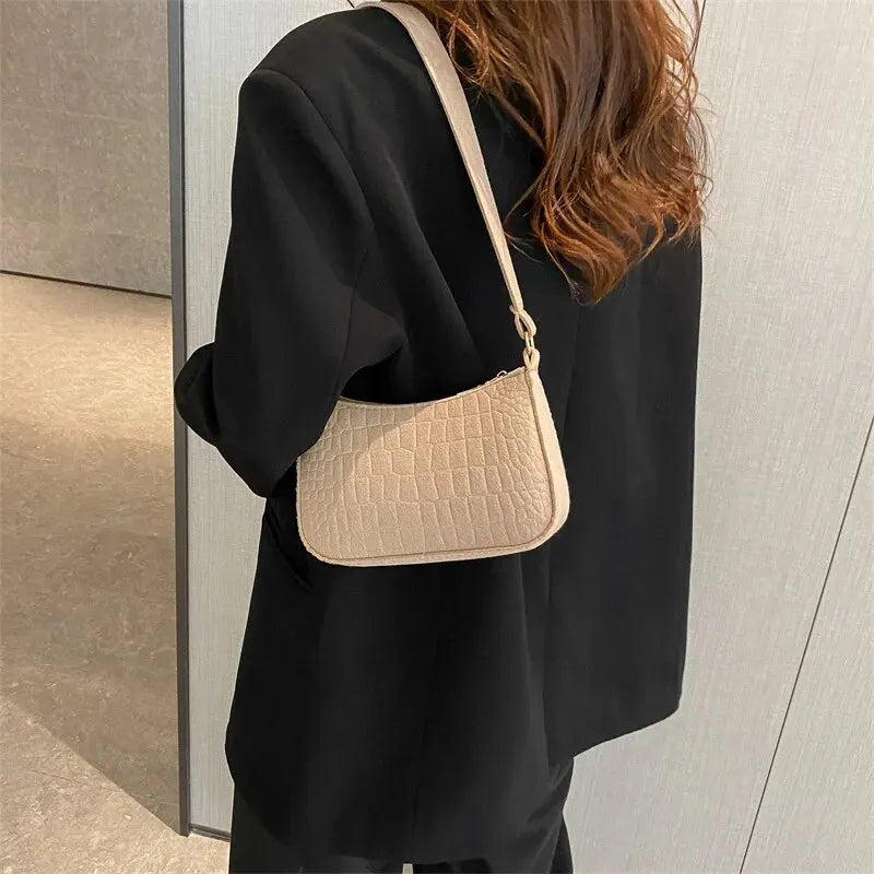 New Felt Bag Textured Crocodile Niche Underarm Bag Fashion Chain Tote Women's Bag