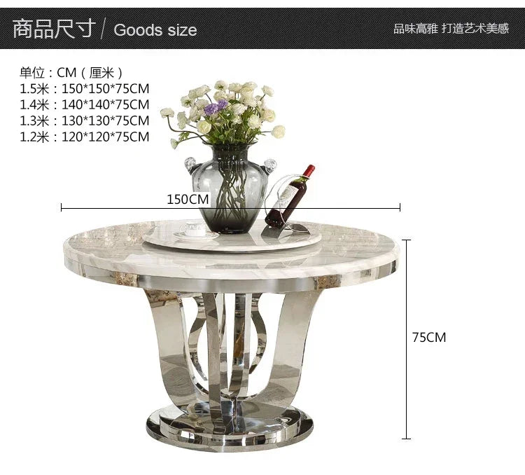 Luxury Stainless Steel Dining Table Italian Restaurant Free Shipping Turntable Table Organizer White Muebles Kitchen Furniture