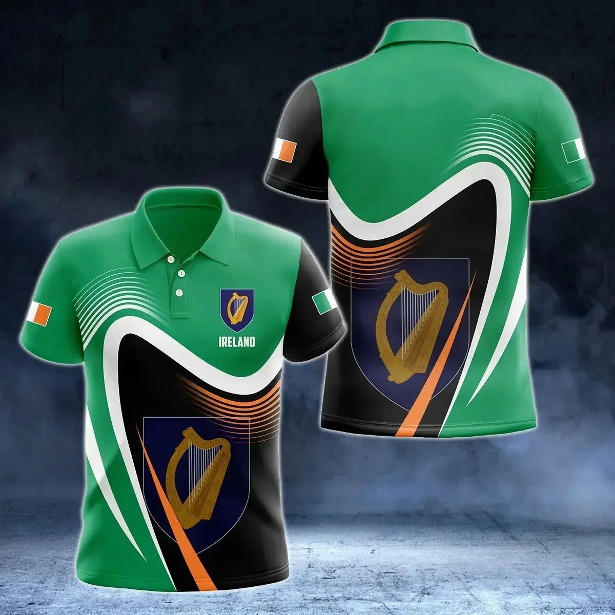 Irish Flag Badge 3D printed Polo shirt Casual street wear Men's Women's fashion jersey plus size sportswear