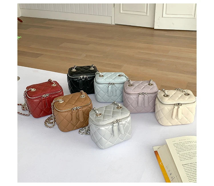 Mini Denim Crossbody Bags for Women 2023 Lingge Chains Shoulder Bag Fashion Brands Box Bag Lipstick Coins Purses and Handbags