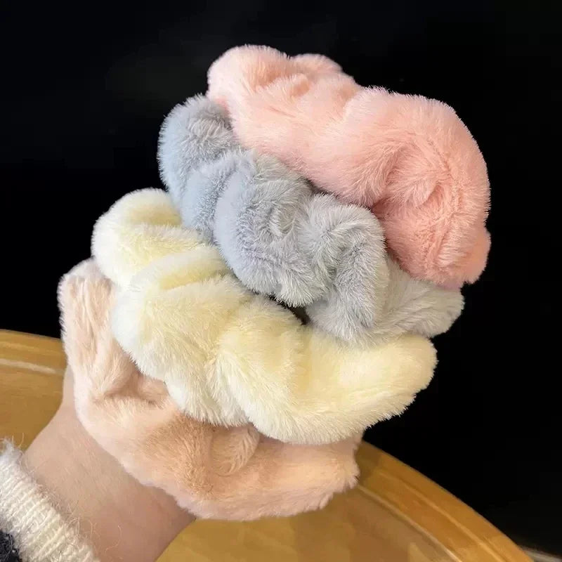 Winter Warm Soft Hair Scrunchies for Women Girls Plush Elastic Hair Band Autumn Winter Rubber Band Hair Ties Hair Accessories