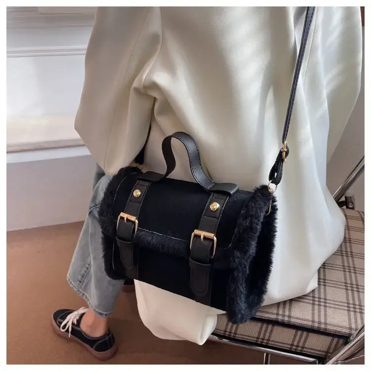 Winter Women Crossbody/shoulder Bag 2023 New Lamb Plush Velvet Bag Lady Small Square Handbag French Korea Style