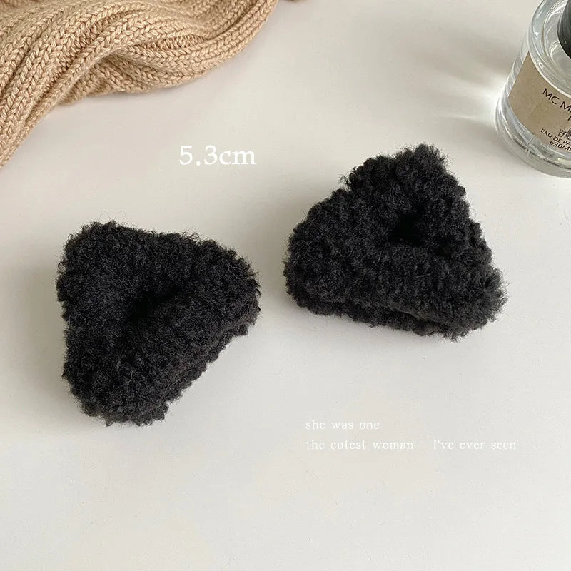 Plush Cat Ears Hair Clips For Women Girls Lamb Cashmere Hairpin Forehead Bangs Clip Fluffy Children New Winter Hair Accessories