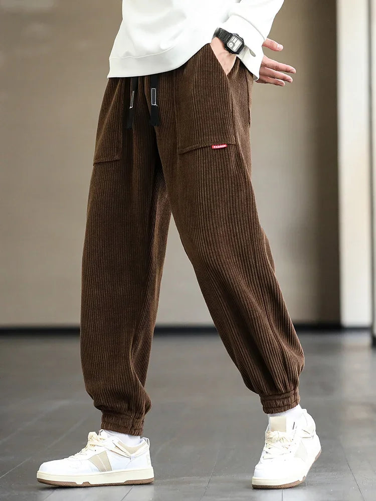 2024 New Autumn Winter Corduroy Sweatpants Men Baggy Joggers Fashion Streetwear Loose Casual Harem Pants Plus SIze 8XL